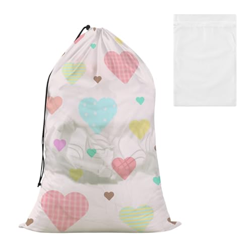 Fashion Peach Love Heart BH-Aufbewahrungsbeutel für Wäsche mit Wäschesack aus Netzstoff, passend für die meisten Wäschekörbe oder -körbe, robuster Wäschekorb von WDdZzyy