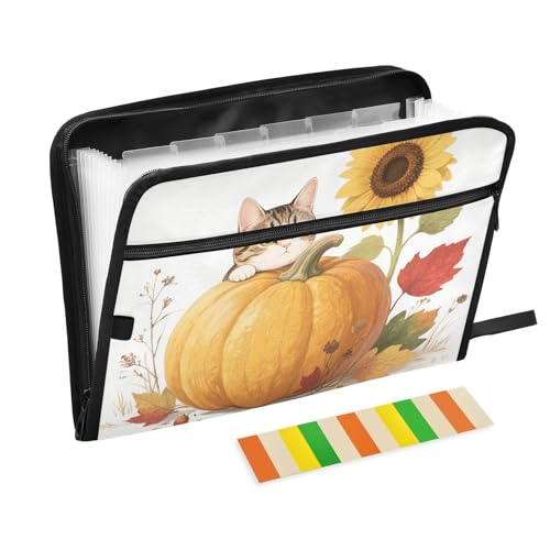 Hello Fall Herbstkatze Kürbis Sonnenblume Aktenordner erweiterbar 13 Taschen A4 Briefgröße mit Reißverschluss für Ordner mit Taschen Hello Fall Herbstkatze Kürbis Sonnenblume Aktenordner erweiterbar 13 Taschen A4 Briefgröße mit Reißverschluss für Ordner mit Taschen von WDdZzyy