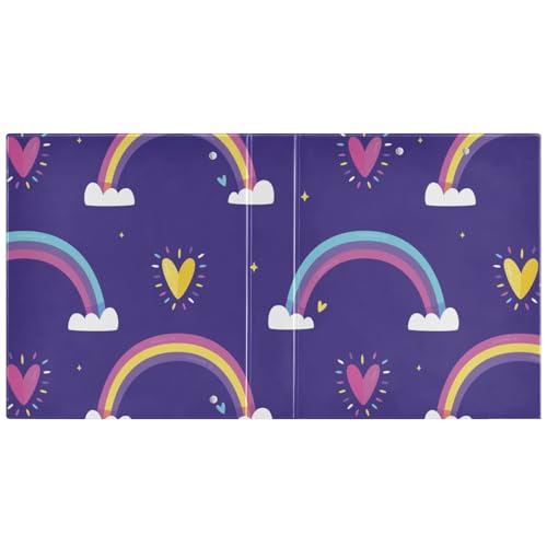 Ringordner mit Taschen, 2,5 cm und 1,27 cm, Regenbogenfarben, niedliches Herz, Violett, runde Ringbücher mit Taschen, 1/2 Packung Ordner, Bürobedarf, 200 Blatt von WDdZzyy