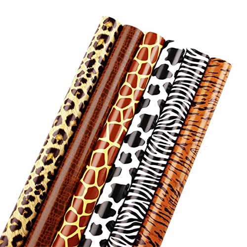 Verpackung Papier Blatt Kreative Leopard Wrapping Papier Snakeskin Geburtstag Geschenk Verpackung Papier 70x50 Cm Giraffe Geschenk Wrap Diy Beschichtetes Papier, 6pcs von WDhomLT