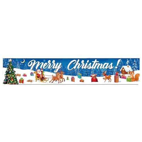 WEALLIN Weihnachten Banner, Weihnachten Deko Banner, Blau Weihnachten Hintergrund Banner, Weihnachtsbanner Dekorationen für Outdoor Indoor Garten Haus Balkon Tür Zaun Weihnachtsdekorationen von WEALLIN