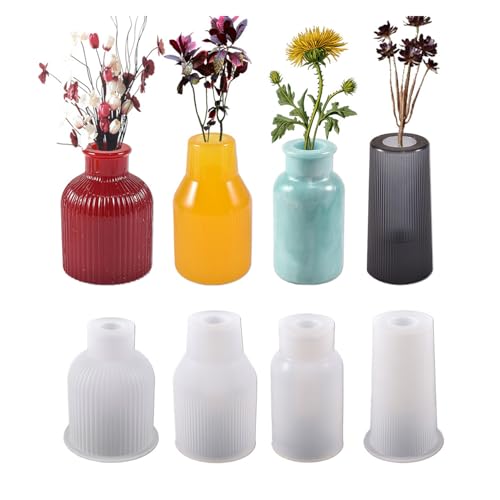 WEAXIO 4pcs Blumen Vase Silikonform, Epoxidharz Resin Vase Form Gießformen für DIY Blumen Vasen Herstellung, Home Decoration Art Craft von WEAXIO