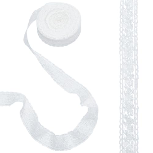 WEBEEDY 10 Yard Weiße Spitzenband 3.2cm Breit Blumenmuster Spitzenband Vintage Bestickte Spitzenborte Für Hochzeit Brautkleid Geschenkverpackung Weihnachten Heimdekoration DIY Nähen Handwerk von WEBEEDY