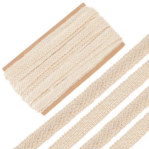 WEBEEDY 13 Yard Dekoratives Gewebtes Spitzenband Polyester Gimp Borte Trim Rhombus Streifen Band Für Nähen DIY Handwerk Vorhangkantenverzierungen Geschenkpapier Weihnachtsdekoration 15mm von WEBEEDY