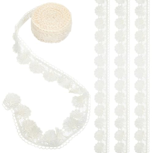 WEBEEDY 15 Yard Besticktes Spitzenband 5.9cm Zierleiste Mit Geschwungener Kante Für DIY Bastelarbeiten Beim Nähen Hochzeitskleidzubehör Geschenkpapier Vorhänge Hüte Wohnkultur Beige von WEBEEDY