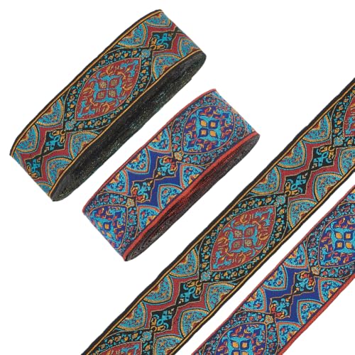 WEBEEDY 15.3 Yard Boho Bandverzierung 5 cm Jacquard Stoff Gewebtes Zierband Mit Besticktem Musterband Für Handtaschengurt Stoffverzierungen Geschenkpapier Näh DIY Handwerk von WEBEEDY