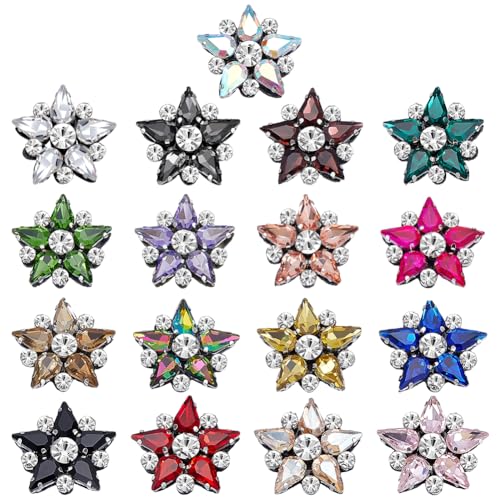 WEBEEDY 17 Styles Stern Strass Perlen Patches Sew on Strass Stern Patches Applique Bunte Strass Stern Stickerei Patch Abzeichen für Kleidung Tasche Schuhe DIY Handwerk von WEBEEDY