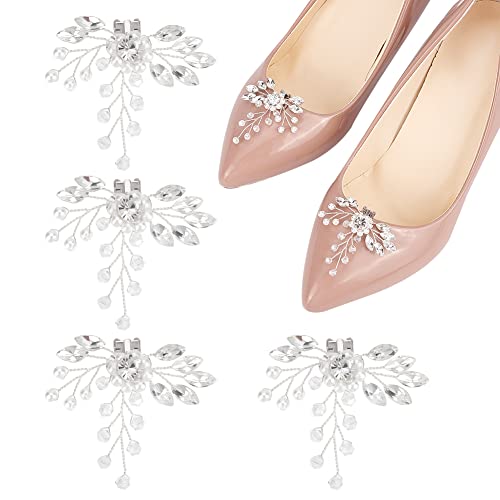 WEBEEDY 2 Paar Strass Kristall Schuhclips Perle Schuhschnallen DIY Braut Schuhdekoration Schuhschmuck Zubehör Für Frauen Mädchen Pumps Hochzeit Party von WEBEEDY