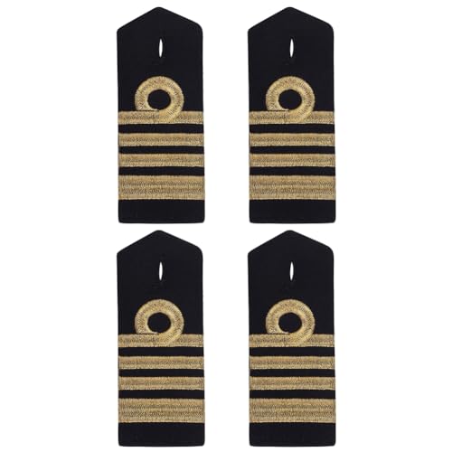 WEBEEDY 2 Paare Bars Hartfaser Marine-Schulterklappen Traditionelle Schulterklappen Mit Vier Balken Goldstreifen Professionelle Marine-Uniform-Epauletten Für Cosplay-Party Bühnenauftritt von WEBEEDY