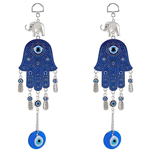 WEBEEDY 2 Stück Evil Eye türkisches Auge Kristall Hamsa Blau der Fatima Hamsa Glücksbringer Für Glück Und Segen Wandbehang Dekorativer Charm Home Decor von WEBEEDY