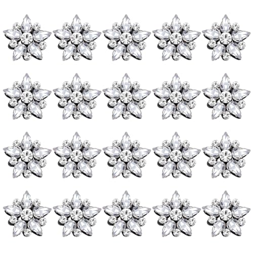 WEBEEDY 20 PCS Stern Strass Perlen Patches Zum Aufnähen Strass Stern Patches Applikation 3D Dekorative Stern Stickerei Patch Abzeichen Für Kleidung Tasche Schuhe (Weiß, 3.3x3.3cm) von WEBEEDY