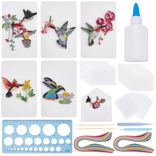 WEBEEDY 20 Set Papier Quilling Kit 5 Stile Kolibris Grußkarten Bastelset Mit Anleitung Für Erwachsene Anfänger Handgemachte Tier Quilling Karte Zum Geburtstag Urlaub Hochzeit Muttertag von WEBEEDY