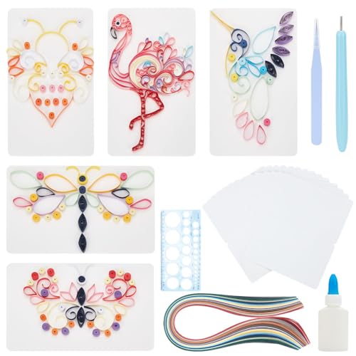 WEBEEDY 20 Sets DIY Handgemachte Grußkarte zum Geburtstag Schmetterlingskarten-Quilling-Set Mit Papier-Quilling-Streifen Werkzeugen Papier-Quilling-Set Weihnachts- Und Geburtstagsgeschenke von WEBEEDY