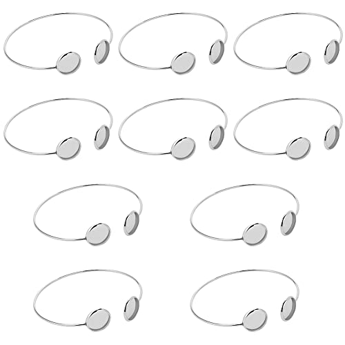 WEBEEDY 20 Stück 12 mm Blanko Manschettenarmband Lünette Tabletts Cabochon Lünette Blank Tablett Edelstahl Armband Armreif Armband Lünette Blank Fassungen Für DIY Schmuckherstellung von WEBEEDY