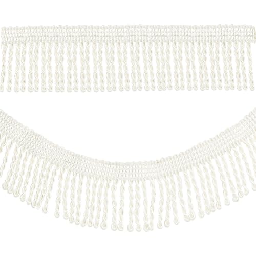 WEBEEDY 24 Yard Quastenfransenbesatz Beige Nähen Quastenband Für Vorhang Tischkleidung Zubehör DIY Dekoration Hochzeitskleid Nähen Kanten Basteln, 5.6 cm Breit von WEBEEDY