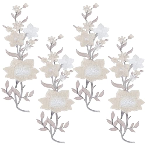 WEBEEDY 4 Stück Blumenstickereiaufnäher Applikationsflecken Blume Applique Stickerei Tuch Paste Blüte Blume Applique Kleidung Patch DIY gestickt Blume Patches von WEBEEDY