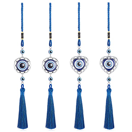 WEBEEDY 4 Stück Nazar Boncuk Evil Eye Wanddeko Türkisches Glasamulett Türkisch Blau Auge Evil Eye Wandbehang Schutz Segen Geschenk Glasperlen Anhänger für Auto Haus und Büro von WEBEEDY