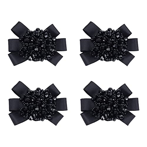 WEBEEDY 4 Stück Schuhclips mit Band Schleife Perlen Strass Kristall Blume Schuhschnallen Dekoration DIY Schuh Zubehör für Damen Braut Hochzeit Abschlussball Party von WEBEEDY