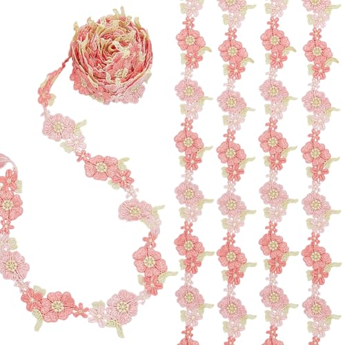 WEBEEDY 5 Yard Pink Vintage Spitzenband Blumige Stickerei Kante Spitze Trim Vintage Blumen Spitze Für Nähen DIY Handwerk Hochzeit Dekor Lieferungen Stoffdekoration Und Dankeschön Geschenk von WEBEEDY