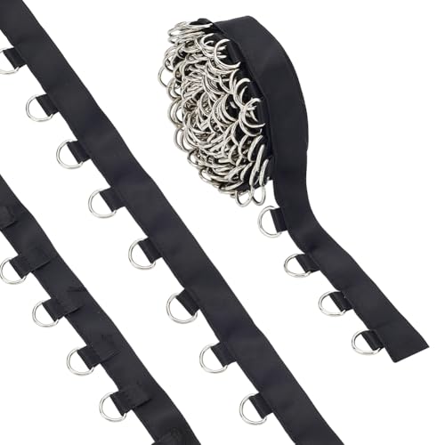 WEBEEDY 5 Yards Schwarze Ösenband Verzierung Ösengurtband 1.5cm Breites Band Kleidung Nähen Verzierung Mit D-Ringen Für Bekleidung Korsett Hemd Kleid Rock Dekoration Silber Metall Auf Band Für Nähen von WEBEEDY