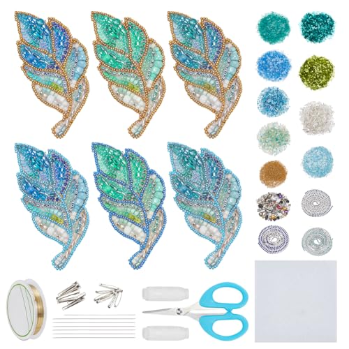 WEBEEDY 6 Sets DIY Feder Perle Patch Kit Rosa Vogel Brosche Pin Haarspange machen Pailletten Strass Perlenstickerei Patches für Nähen Gestickte Aufnäher Applique für Kleidung von WEBEEDY