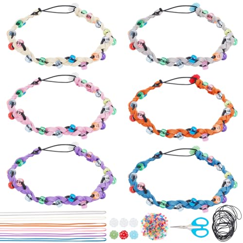 WEBEEDY 6 Sets DIY Seidenwickelarmband Machen Sie Ihr Eigenes Armband Lederwickelarmband Boho-Perlenarmbänder Armbandherstellungsset Für Damen Herren Wickelperlenarmband von WEBEEDY