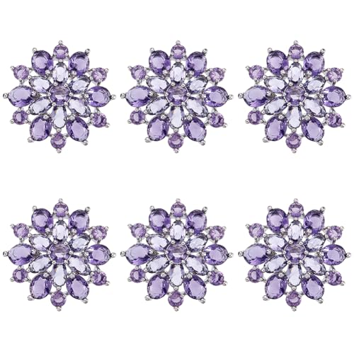 WEBEEDY 6 Stück Blumen Strass Knöpfe Zum Aufnähen Strass Applikation Aus Legierung Kristall Knopf Verzierungen Für DIY Nähen Handwerk Hochzeitskleid Kleidungsdekoration 21x3mm von WEBEEDY