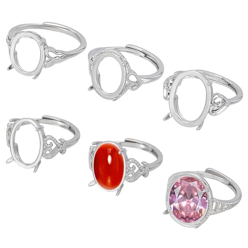 WEBEEDY 6 Styles Verstellbare Ring Basis Silber Ring Basis für Cabochon Blank Ring Trays DIY Ringe Schmuckherstellung Zubehör DIY Geschenk für Weihnachten Halloween Geburtstag von WEBEEDY