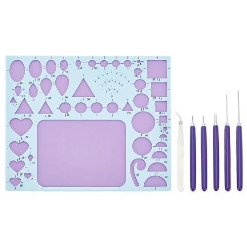 WEBEEDY 7 PCS Papier Quilling Tools Kit für Erwachsene Anfänger geschlitzt Quilling Tool Set mit Geometrie Lineal, geschlitzt Stifte und Pinzette verschiedenen Größen Papier Quilling Zubehör von WEBEEDY