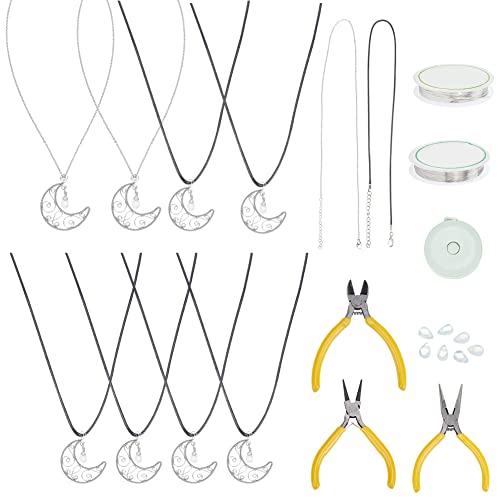 WEBEEDY 8 Sets Halskette Making Kit für Erwachsene, DIY Wire Wrapped Fairy Mondstein Halskette Anhänger, Schmuck Machen Charms von WEBEEDY