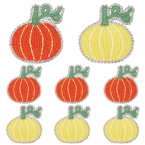 WEBEEDY 8 Stück Halloween Kürbis Stickapplikationen Zum Aufbügeln Oder Aufnähen Halloween Kürbis Bestickt DIY Applikationen Stoffabzeichen Für DIY Patches Nähzubehör von WEBEEDY