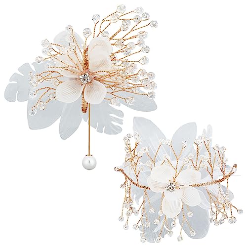 WEBEEDY Blumen Handgelenk Anstecknadel Boutonniere-Set Künstliche Blume Handgelenk-Anstecknadel, Armbänder Künstliche Hochzeit Zubehör für Bräutigam Braut von WEBEEDY