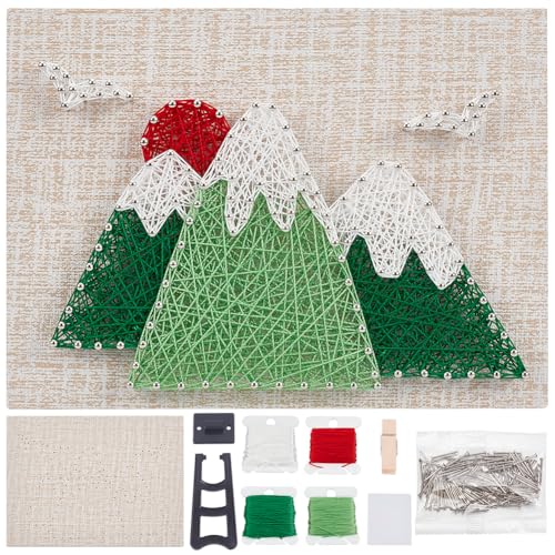 WEBEEDY DIY Berge String Art Kit Für Anfänger 3D Landschaft Sonne String Art Bastelset Für Erwachsene, Kunsthandwerksset Mit Anleitung, Wanddekoration Für Zu Hause von WEBEEDY