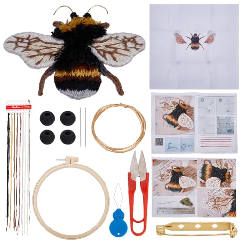 WEBEEDY DIY Bienen Stickset 3D Tierstickerei Broschen Set Für Anfänger Erwachsene Stickerei Starterset Mit Stickmuster Und Anleitung Stickerei Handwerksdekoration von WEBEEDY