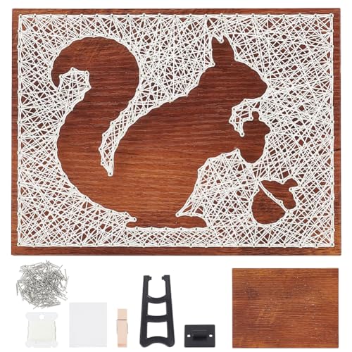 WEBEEDY DIY Eichhörnchen String Art Kit Für Anfänger Silhouette String Art Muster DIY Holz Schild Bastelset Für Erwachsene Kunst Und Handwerk Set Für Handgemachtes Einzigartiges Geschenk Wohnkultur von WEBEEDY