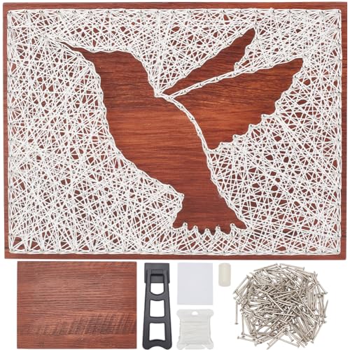 WEBEEDY DIY Kolibri String Art Kit Für Anfänger Silhouette String Art Muster DIY Holzschild Bastelset Für Erwachsene Kunst Und Handwerk Set Für Handgemachtes Einzigartiges Geschenk Wohnkultur von WEBEEDY