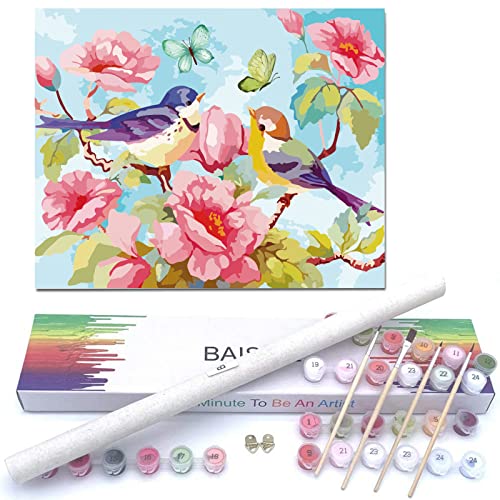 WEBEEDY DIY Malen nach Zahlen für Erwachsene Anfänger Kinder Kolibri Leinwand Bilder Zeichnung Malerei mit Pinseln Ölmalerei Acrylfarbe Set für Home Room Wall Decor 16x20 Zoll (ohne Rahmen) von WEBEEDY