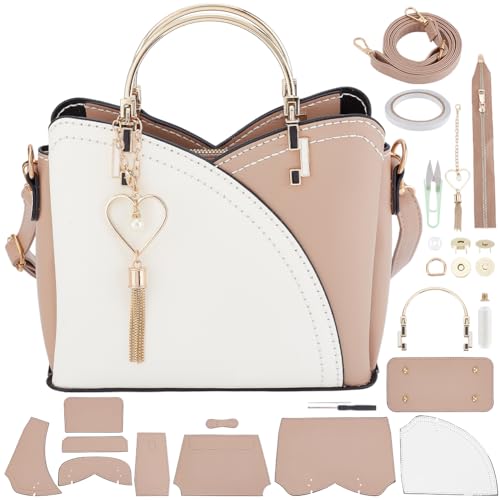 WEBEEDY DIY PU Leder Tasche Making Kit DIY Eimer Tasche Stricken Häkeln Set mit Tasche Riemen Clasps für Erwachsene, Handgemachtes Leder Craft Kit für Frauen Craft Bag Making Supplies von WEBEEDY