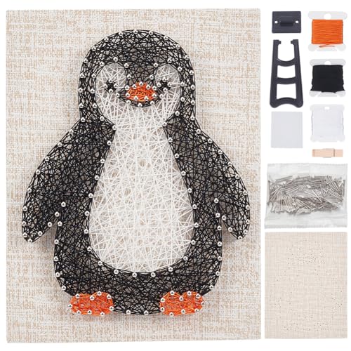 WEBEEDY DIY Pinguin String Art Kit Für Anfänger 3D Niedliches Tier String Art Bastelset Für Erwachsene,Kunsthandwerks-Set Mit Anleitung,Einzigartige Geschenke Hauswanddekorationen von WEBEEDY