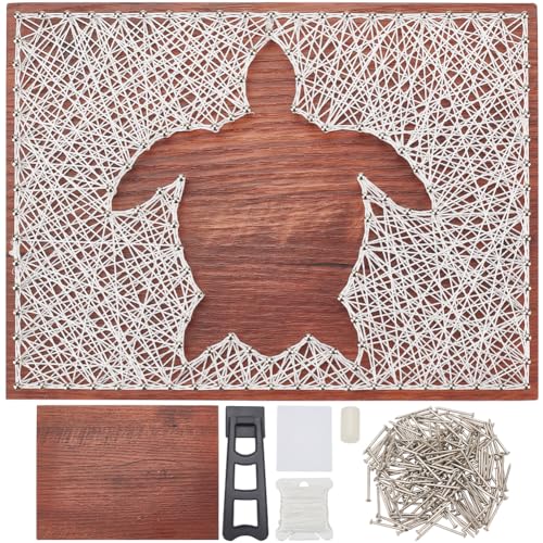 WEBEEDY DIY Schildkröten String Art Kit Für Anfänger Silhouette String Art Muster DIY Holzschild Handwerksset Für Erwachsene Kunst Und Handwerksset Für Handarbeit Einzigartiges Souvenirs Wohnkultur von WEBEEDY