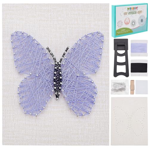 WEBEEDY DIY Schmetterling String Art Kit Für Anfänger 3D Tier String Art Bastelset Für Erwachsene Nagelkunst Bastelset Mit Anleitung Und Allen Materialien Hauptdekorationen von WEBEEDY