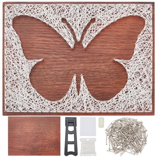 WEBEEDY DIY Schmetterling String Art Kit Für Anfänger Silhouette String Art Muster DIY Holzschild Bastelset Für Erwachsene Kunst Und Handwerk Set Für Handgemachtes Einzigartiges Geschenk Home Dekor von WEBEEDY