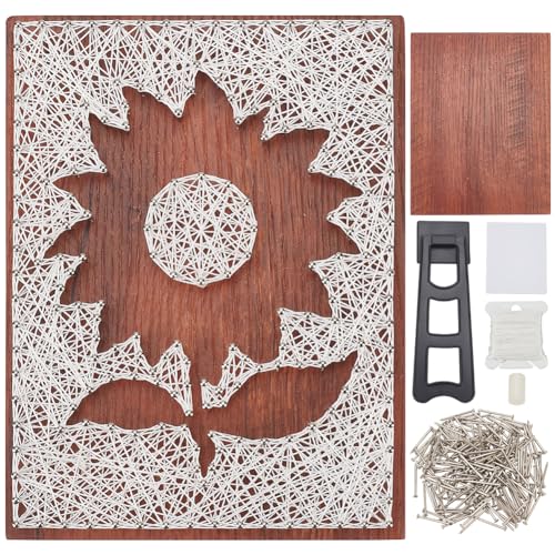 WEBEEDY DIY Sonnenblumen String Art Kit Für Anfänger Silhouette String Art Muster DIY Holzschild Bastelset Für Erwachsene Kunst Und Handwerk Set Für Handgefertigtes Einzigartiges Geschenk Wohnkultur von WEBEEDY