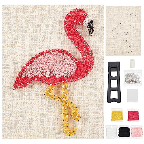 WEBEEDY DIY String Art Kit Basteln Für Anfänger Flamingo String Art Nagel String Art Kit DIY Bastelset Künstlerbedarf DIY Bastelprojekte Wickelzeichnung Paket Set von WEBEEDY