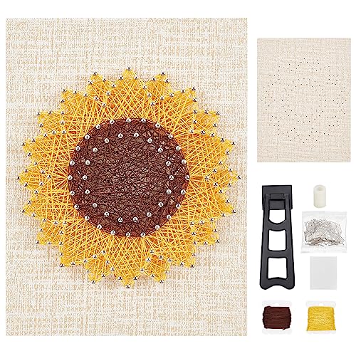 WEBEEDY DIY String Art Kit Basteln Für Anfänger Sonnenblumen String Art Nagel String Art Kit DIY Bastelset Kunstbedarf DIY Bastelprojekte Wickelzeichnung Paket Set von WEBEEDY