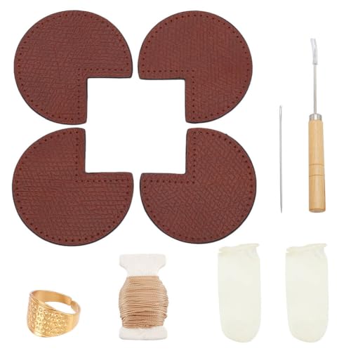 WEBEEDY DIY Taschenecken Reparaturset DIY Kit Für Tascheneckenschutz Leder Nähset Mit Taschenecke Patch Kegel Nadel Faden Und Fingerkuppen Lederbeutel Reparatur Nähprojekte von WEBEEDY