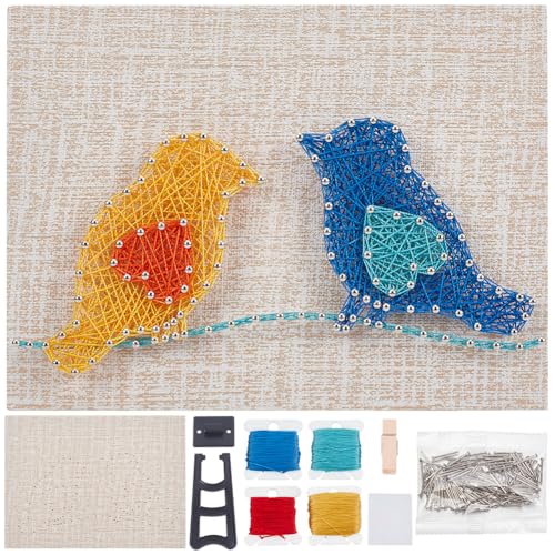 WEBEEDY DIY Vogel String Art Kit Für Anfänger 3D Vogel String Art Bastelset Mit Herz Für Erwachsene, Tierische Kunsthandwerks-Set Mit Anleitung, Wanddekoration Für Zu Hause von WEBEEDY