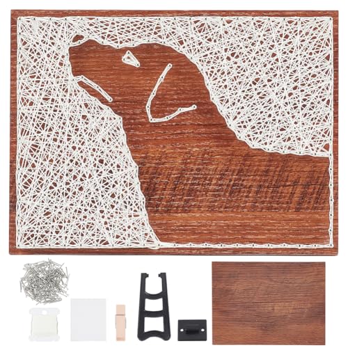 WEBEEDY DIY Welpen String Art Kit Für Anfänger Silhouette Hund String Art Muster DIY Holzschild Bastelset Für Erwachsene Kunst Und Handwerk Set Für Handgemachtes Einzigartiges Geschenk Wohnkultur von WEBEEDY