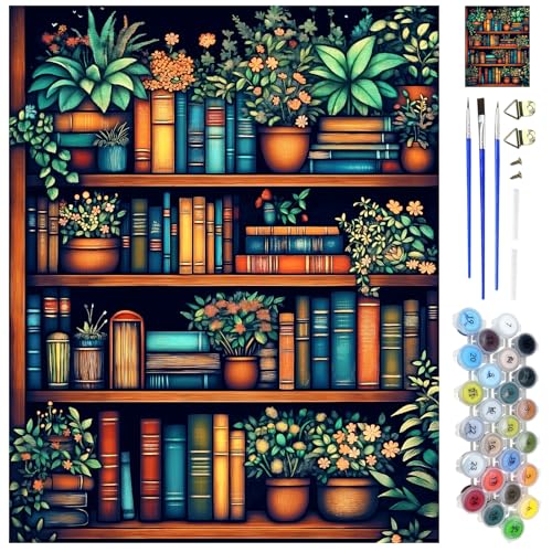 WEBEEDY Erwachsenen Malen Nach Zahlen Set Bücherregal Bücher Malen Nach Zahlen Kit Für Erwachsene Anfänger Leinwand Malset Mit Anleitung Kunstmalerei Set Für Die Heimdekoration 40x50cm WEBEEDY Erwachsenen Malen Nach Zahlen Set Bücherregal Bücher Malen Nach Zahlen Kit Für Erwachsene Anfänger Leinwand Malset Mit Anleitung Kunstmalerei Set Für Die Heimdekoration 40x50cm von WEBEEDY