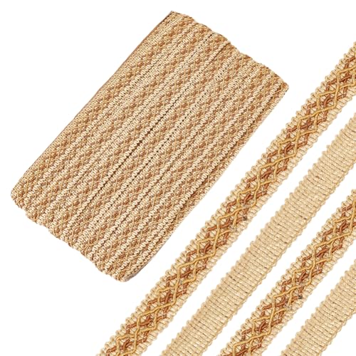 WEBEEDY Goldener Stoffbesatz Mit Rautenstreifen 13 Yard Gimp Borte Aus Polyester Spitzenband Für Näharbeiten Und Bastelprojekte Vorhangkantenverzierungen Geschenkpapier Weihnachtsdekoration 15mm von WEBEEDY